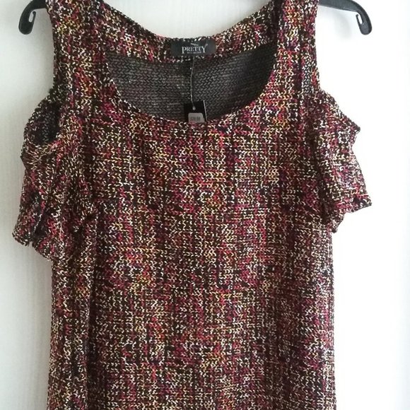 ⭐️ Host Pick⭐️ Pretty Woman | Cold shoulder sleeve multi-colour blend blouse - Picture 1 of 6